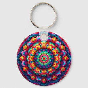 Colourful Geometric Mandala Pattern-342678 Key Ring
