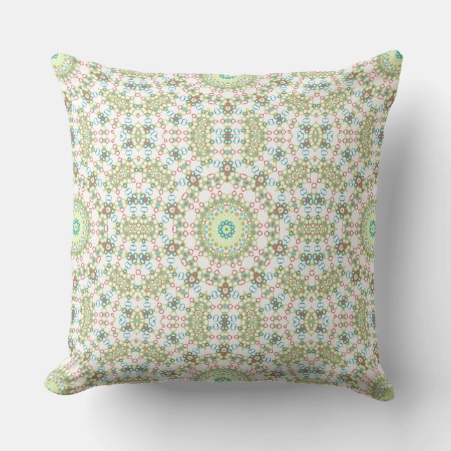 Colourful Geometric Mandala Pattern Cushion (Front)