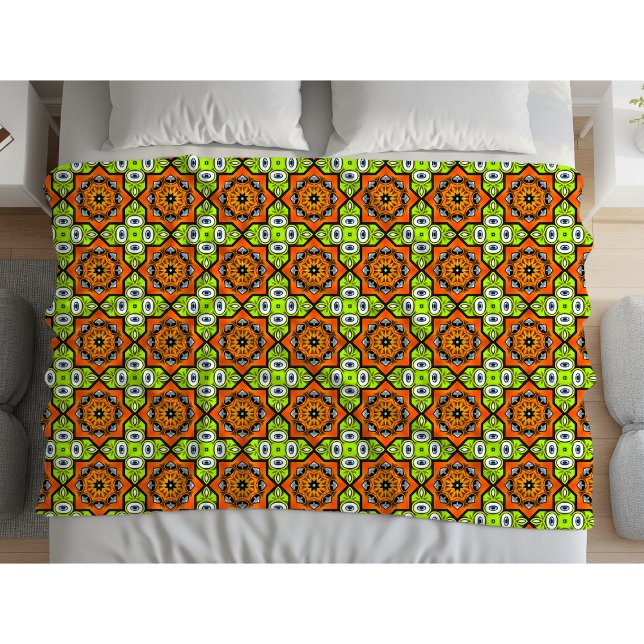 Colourful geometric mandala pattern  fleece blanket (Creator Uploaded)