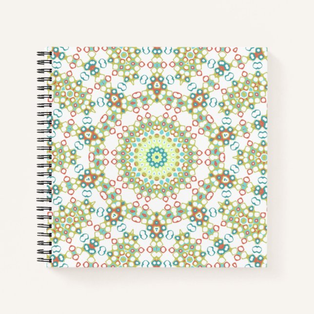 Colourful Geometric Mandala Pattern Notebook (Front)