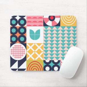 Colourful Geometric Mid Century Funky Mouse Pad