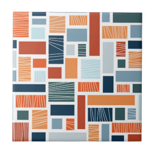 Colourful geometric Mid Century style design Ceramic Tile