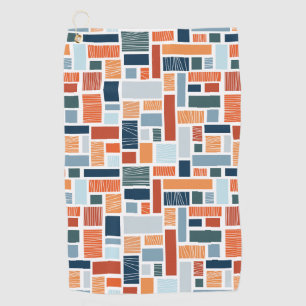 Colourful geometric Mid Century style design Golf Towel