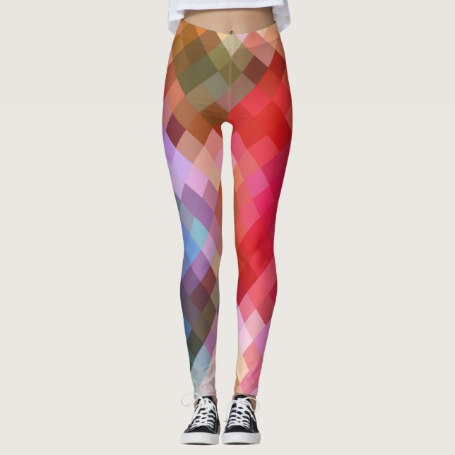 Colourful Geometric Modern Diamond Pattern #10 Leggings (Front)