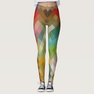 Colourful Geometric Modern Diamond Pattern #7 Leggings