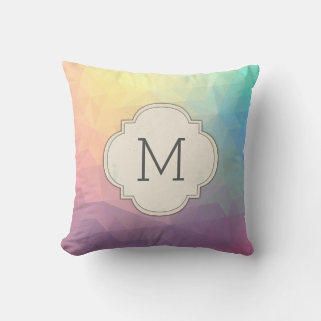 Colourful Geometric Monogram Cushion (Front)