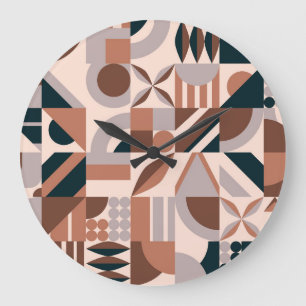 Colourful geometric mosaic, abstract background. large clock