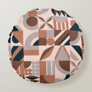 Colourful geometric mosaic, abstract background. round cushion