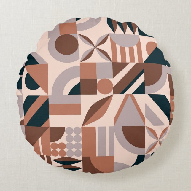Colourful geometric mosaic, abstract background. round cushion (Front)