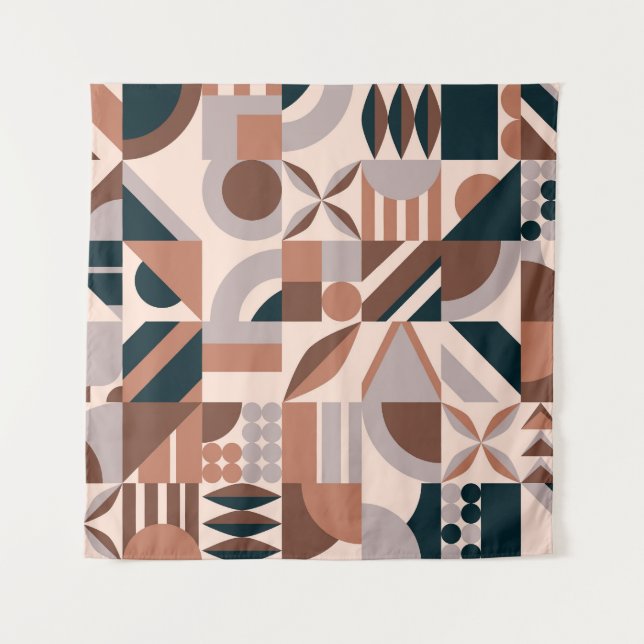 Colourful geometric mosaic, abstract background. tapestry (Front)