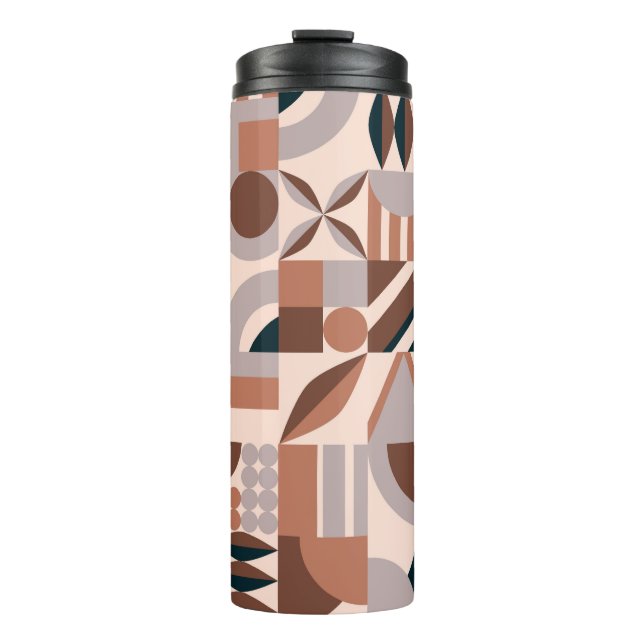 Colourful geometric mosaic, abstract background. thermal tumbler (Front)