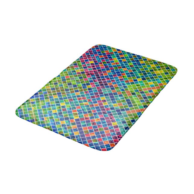 Colourful Geometric Mosaic Pattern 2 Bath Mat (Angled)