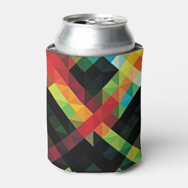 Colourful Geometric Mosaic Pattern Can Cooler (Can Front)