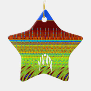 Colourful Geometric Motif Art Print Ceramic Ornament