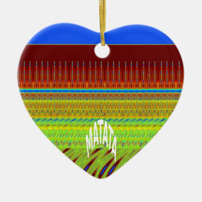 Colourful Geometric Motif Art Print Ceramic Tree Decoration (Front)
