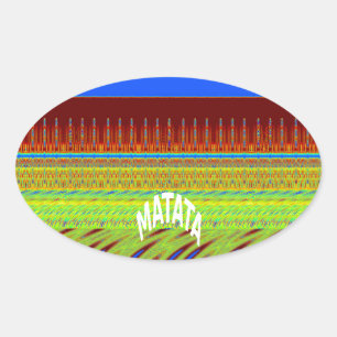 Colourful Geometric Motif Art Print Oval Sticker