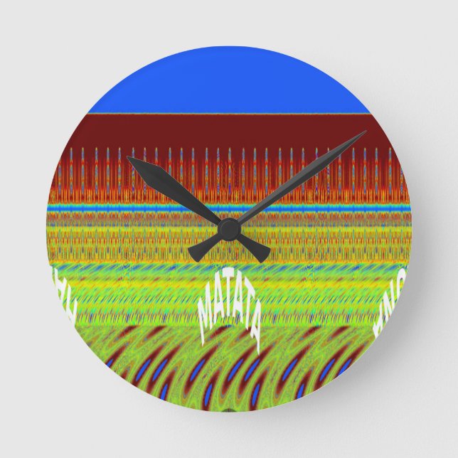 Colourful Geometric Motif Art Print Round Clock (Front)