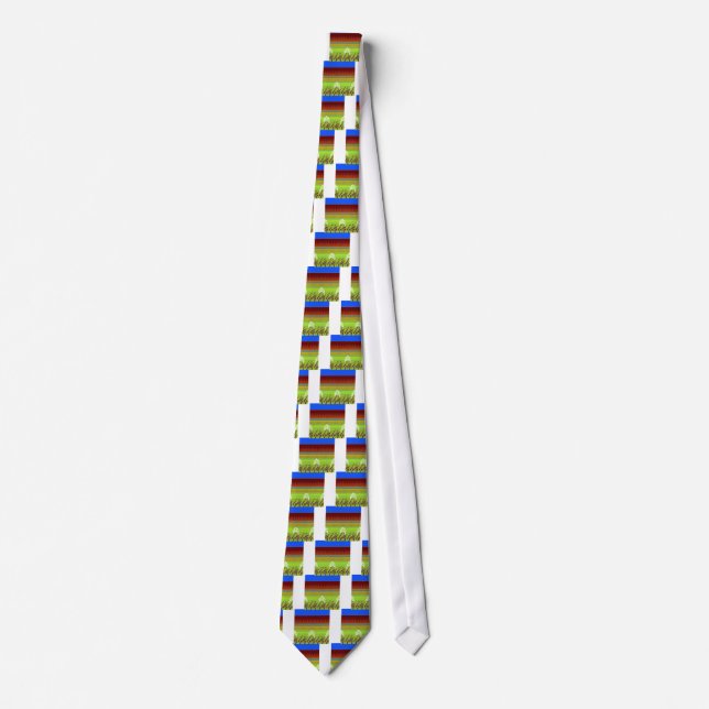 Colourful Geometric Motif Art Print Tie (Front)