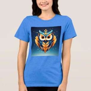 Colourful Geometric Owl Face Tri-Blend Shirt