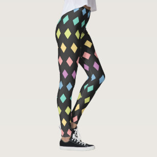 Colourful geometric pastel black leggings