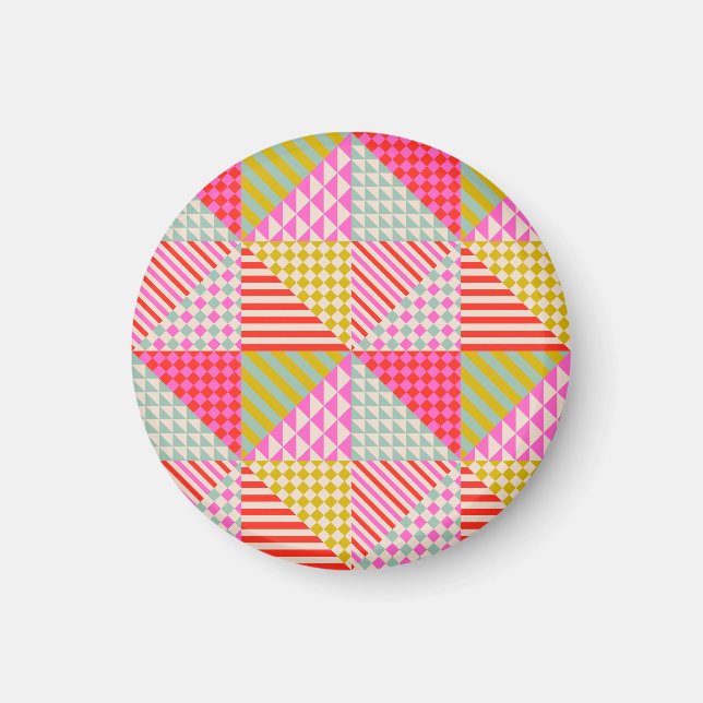 Colourful Geometric Patchwork Refrigerator Magnet (Front)