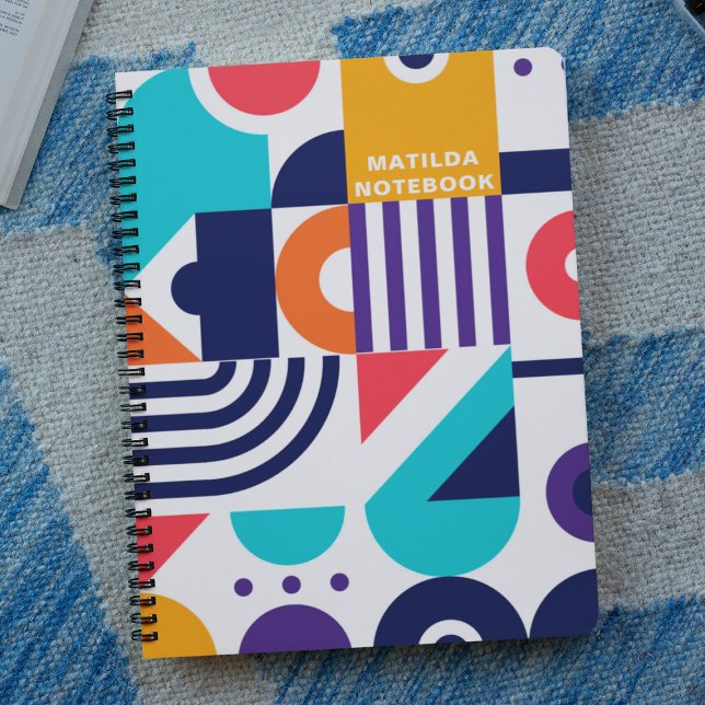 Colourful Geometric Pattern Abstract Art Monogram Notebook (Creator Uploaded)