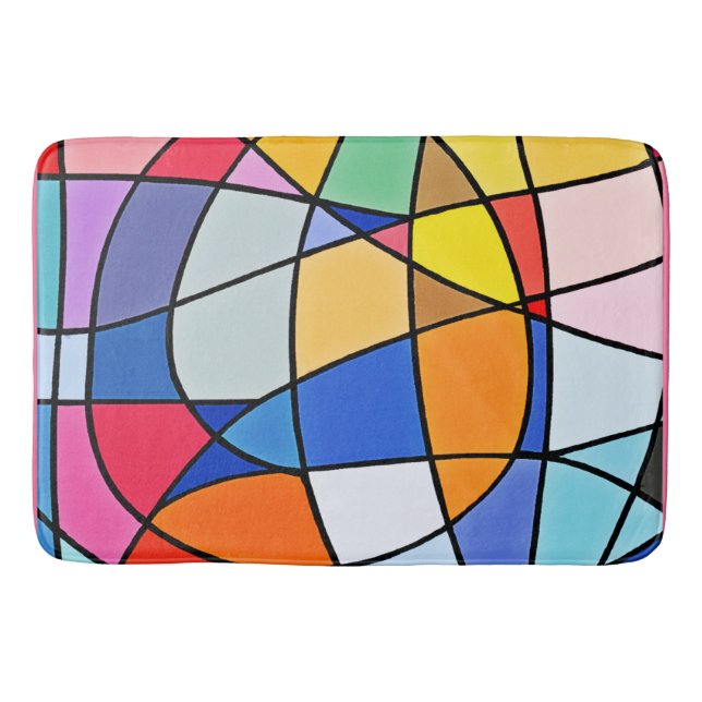 Colourful Geometric Pattern Bath Mat (Front)