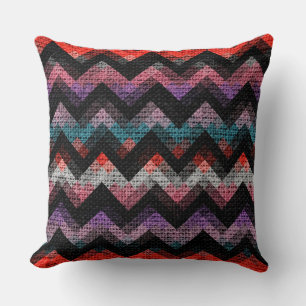 Colourful Geometric Pattern Burlap Rustic #19 Cushion