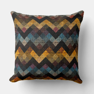 Colourful Geometric Pattern Burlap Rustic #20 Cushion