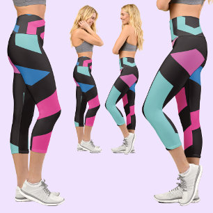 Colourful Geometric Pattern Capri Leggings