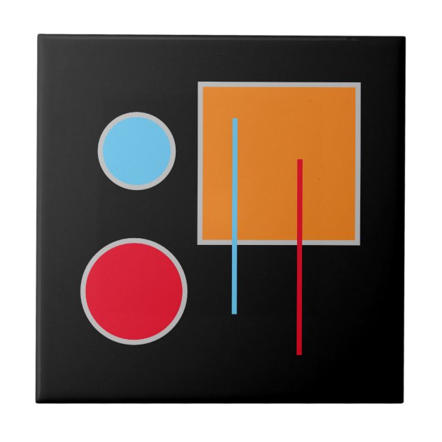 Colourful Geometric Pattern Ceramic Tile (Front)