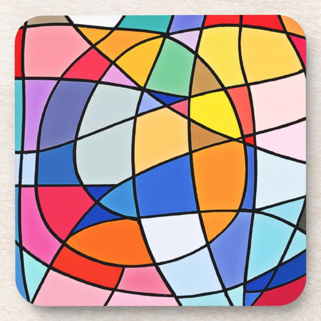 Colourful Geometric Pattern Coaster (Front)