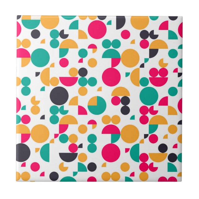 Colourful geometric pattern design ceramic tile (Front)