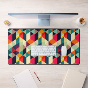 Colourful Geometric Pattern  Dimensional Retro  Desk Mat