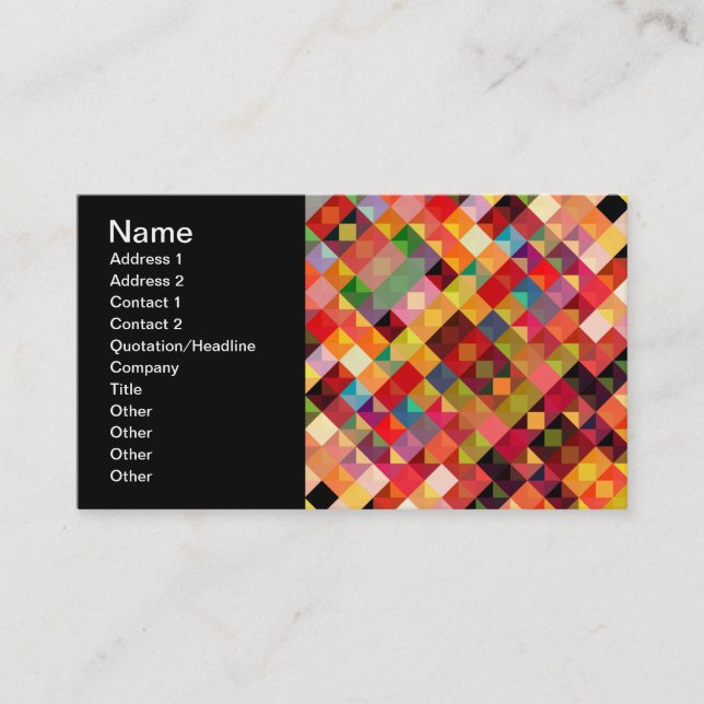 Colourful Geometric Pattern Fine Art Business Card (Front)