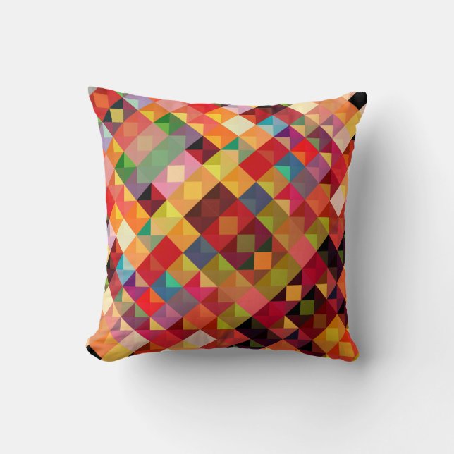 Colourful Geometric Pattern Fine Art Cushion (Front)