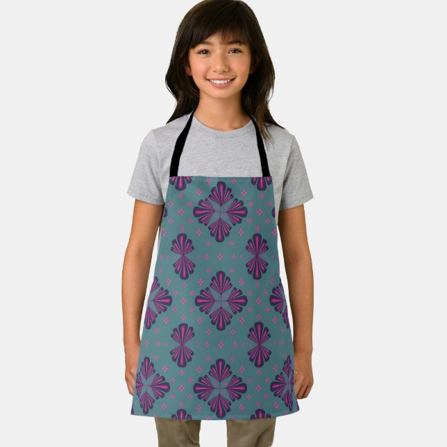 Colourful Geometric Pattern in Classic Retro Style Apron (Insitu)