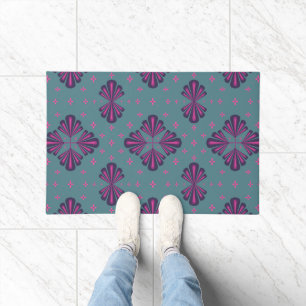 Colourful Geometric Pattern in Classic Retro Style Doormat