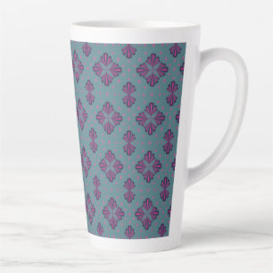 Colourful Geometric Pattern in Classic Retro Style Latte Mug