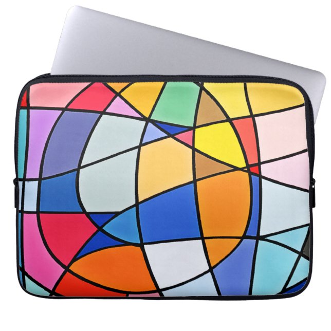 Colourful Geometric Pattern Laptop Sleeve (Front)