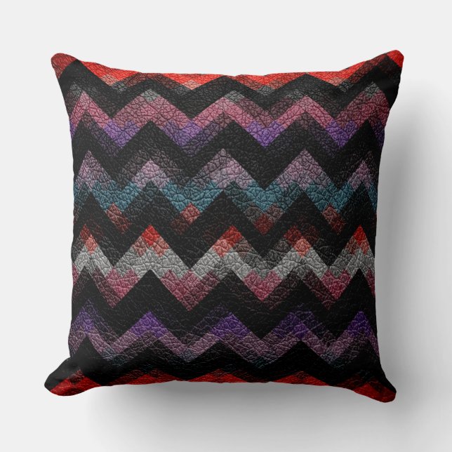 Colourful Geometric Pattern Leather Look #19 Cushion (Front)
