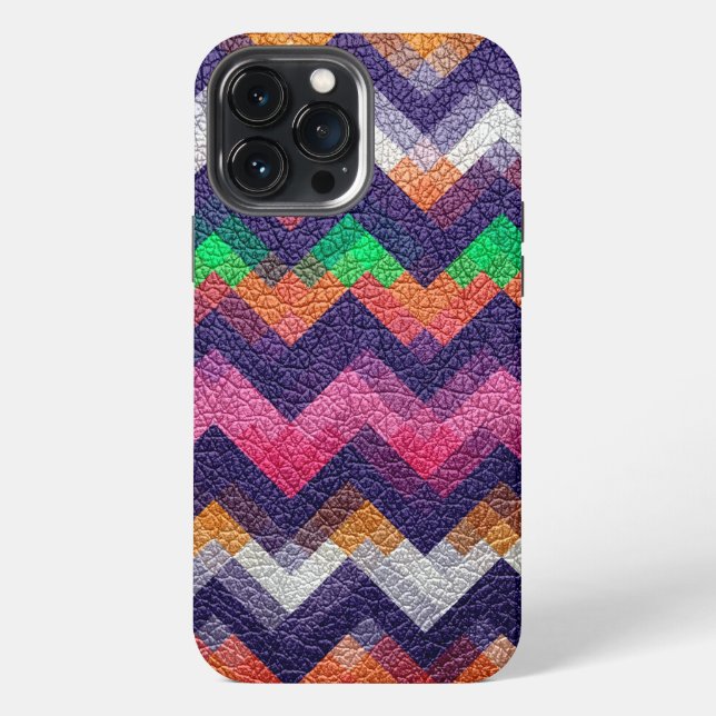 Colourful Geometric Pattern Leather Look iPhone Case (Back)