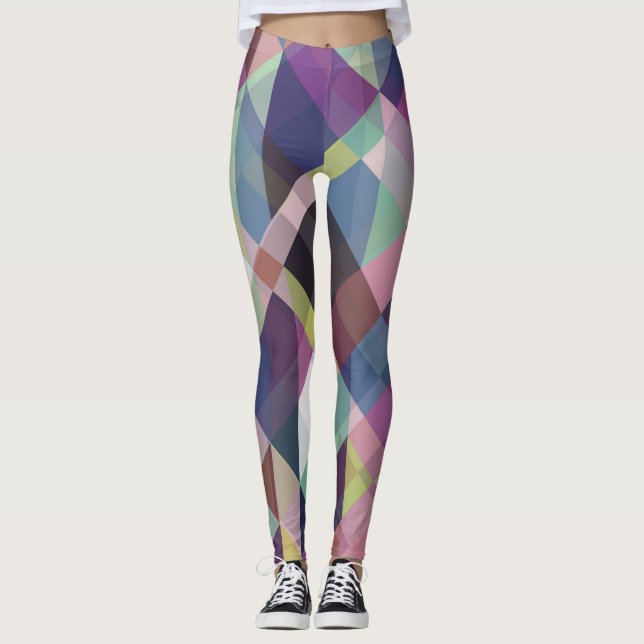 Colourful Geometric Pattern Leggings (Front)