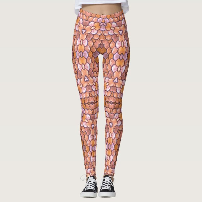 Colourful geometric pattern leggings (Front)
