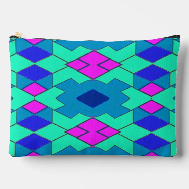 Colourful geometric pattern makeup accessory pouch (Front)
