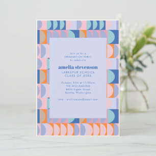 Colourful Geometric Pattern Photo Graduation Party Invitation