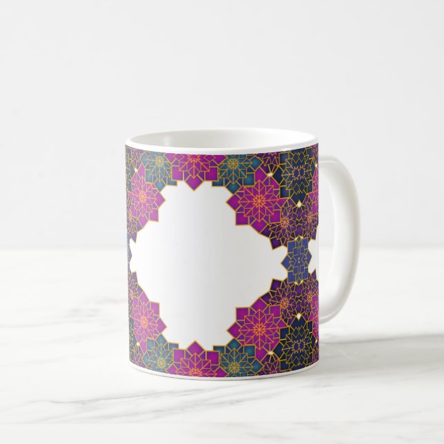 Colourful Geometric pattern Pink ,Green Coffee Mug (Front Right)