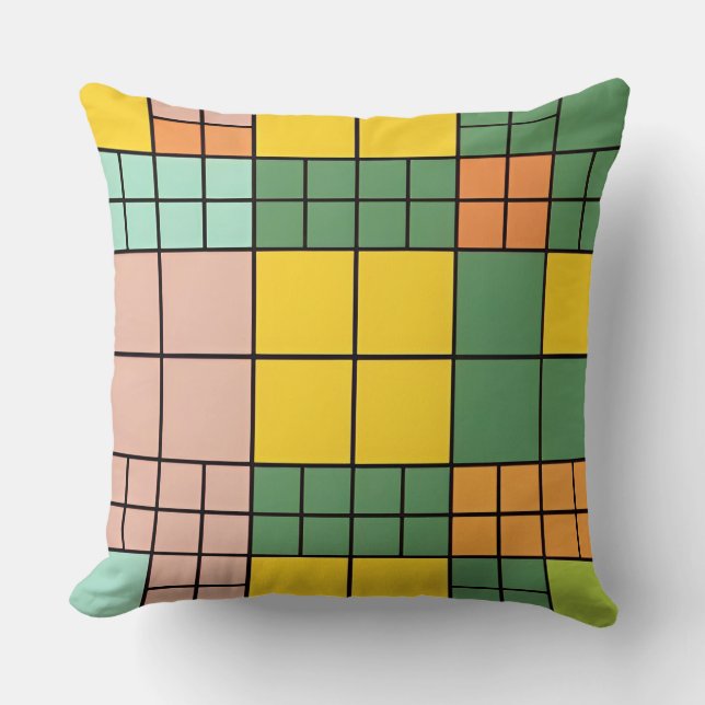 Colourful Geometric Pattern Symmetrical Abstract Cushion (Front)