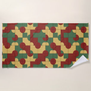 Colourful Geometric Pattern with Abstract Shapes Beach Towel