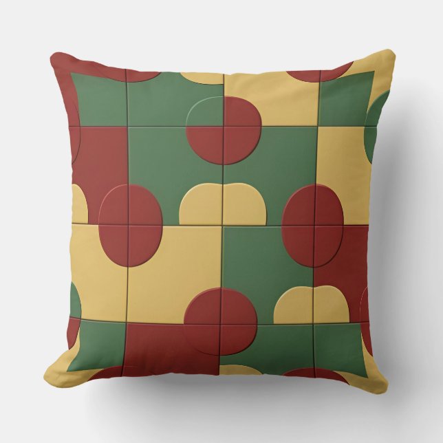 Colourful Geometric Pattern with Abstract Shapes Cushion (Front)